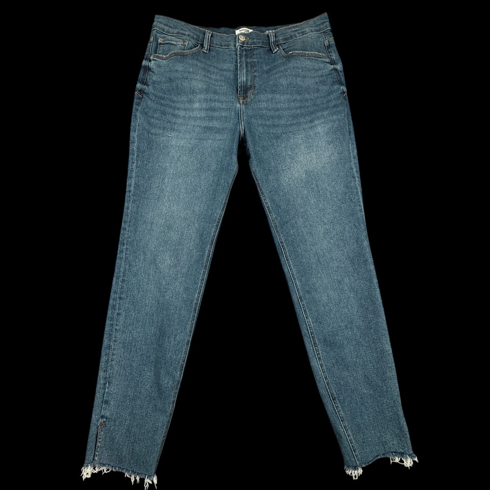 Kensie Jeans The Kelsey High Rise Skinny Womens 14/32 Blue Raw Hem Ankle Slit